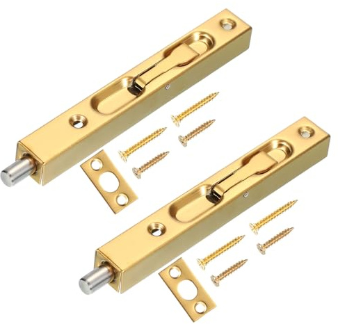 QUARKZMAN dörrbeslag 150 x 20 mm bar för dubbeldörrar fällbara spakmekanism franska dörrar komposit trä dubbel borste rostfritt stål yta skjutdörr guld förpackning med 2 stycken