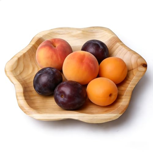 Leikurvo Obstschale aus Naturholz, Dekorative Salatschüssel Handgefertigte Holzschale Dekoschale Unregelmäßige Kreative Servierschale für Salate, Snacks, Obst, Schlüssel (28 * 28 * 3 cm)