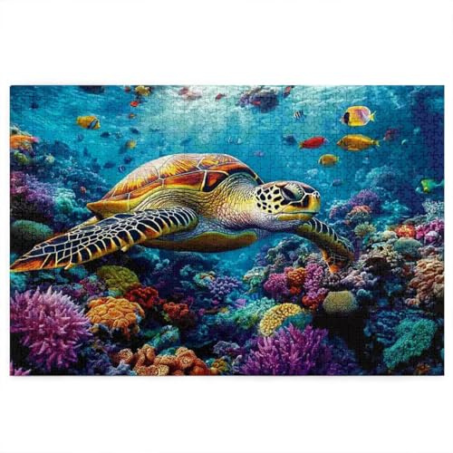 Puzzle 4000 Teile, Meer Puzzle 4000 Teile Erwachsene, Schildkröte Holzpuzzle Erwachsene mit Exquisiter Verpackungsbox, EIN Herausforderndes Rätsel, Klassische Holzpuzzle für Wanddeko, Geschenke, -4184