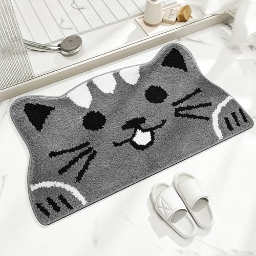 Tutamaz Felpudo, felpudo para gatos, alfombrilla de baño y entrada, alfombrilla de baño suave como divertida alfombra de ducha, microfibra decorativa para gatos, alfombra moderna, antideslizante