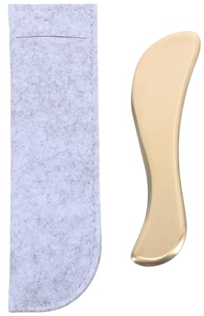 Operitacx Gua Sha Massagebrett aus Messing für Gesicht und Körper mit S Förmigem Design zur Muskelentspannung und Schmerzlinderung in Gold