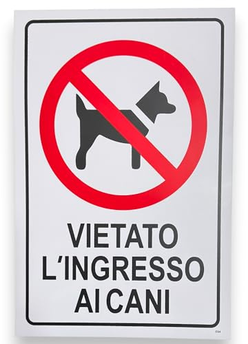 Topolenashop Cartel prohibido la entrada a los perros 30 x 20 cm – Señal de prohibición con pictograma de perro barrado y bandas adhesivas traseras – Placa de señalización para tiendas, oficinas y