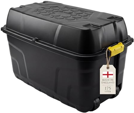 BigDean XXL Transportbox Kissenbox mit Nutzvolumen ca. 175 Liter 93x55x53cm | Aus Kunststoff in Schwarz mit Rollen und Deckel. Abschließbar. Maße BxTxH ca. 93 x 55 x 53 cm