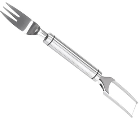POPETPOP Tagliafrutta Manuale 2 in 1 in Acciaio Inox Forchetta Integrata, Affetta Anguria e Melone Compatto per Uso Domestico e Campeggio, Utensile da Cucina di Frutta Veloci e Sicuri
