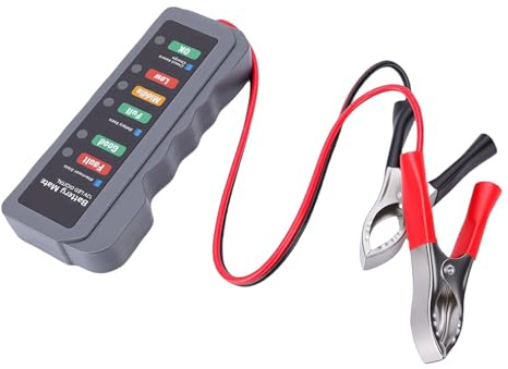 Sxhlseller Probador de Batería de Automóvil con 6 Indicadores LED para el Estado del Alternador Automotriz, Analizador Compacto para Baterías en Espiral AGM GEL AGM en Vehículos RV, y Camiones