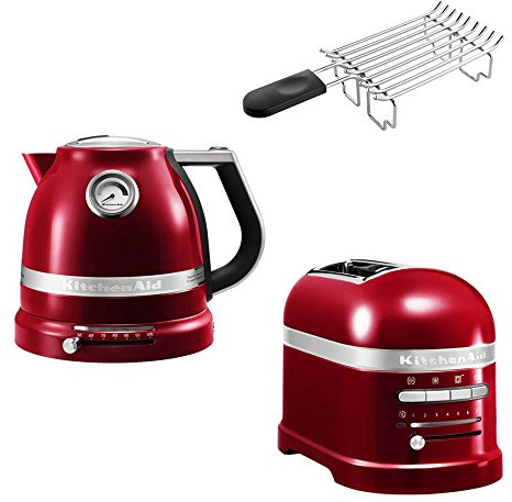 KitchenAid Artisan Frühstücks Set | incl. Wasserkocher 5KEK1522, 2 Scheiben Toaster 5KMT2204 und Brötchenaufsatz | für einen perfekten Start in den Tag! (Liebesapfel Rot)