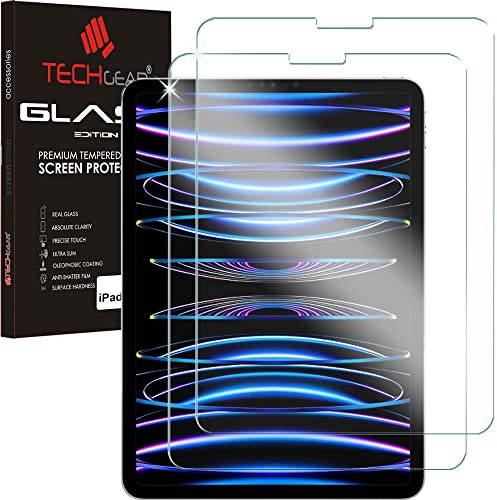 TECHGEAR 2 Stück Glas Schutzfolie kompatibel mit iPad Pro 11 2022/2021/2020, iPad Air 5/4 Gehärtetes Glas Schutzfolie kompatibel mit iPad Pro 11 4. 3. 2. Gen/iPad Air 4. 5. Generation