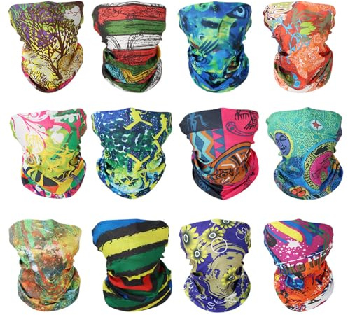 GUIFIER 12 Piezas Deportes multiusos de Bandana Pañuelo para la Cabeza Bragas de cabeza Multifuncional Headwear,Bufanda Sin Costura Bandana Mágica para Mujeres Hombres Ciclismo Deporte