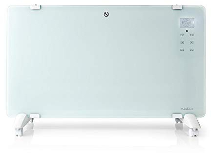 NEDIS Glaspanel-Konvektionsheizgerät - Thermostat - LCD-Display - 2 Heizstufen - Stand-/Wandgerät - 2000 W - Fernbedienung - Überhitzungsschutz - IP24 - Weiß 1.50 m Weiss HTPL20FWT