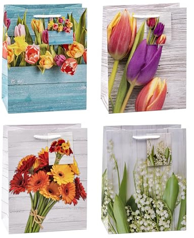 TSI presentpåsar vår, 12-pack, storlek: medium (H x B x D 23 x 18 x 10 cm), konst. Nr 82016
