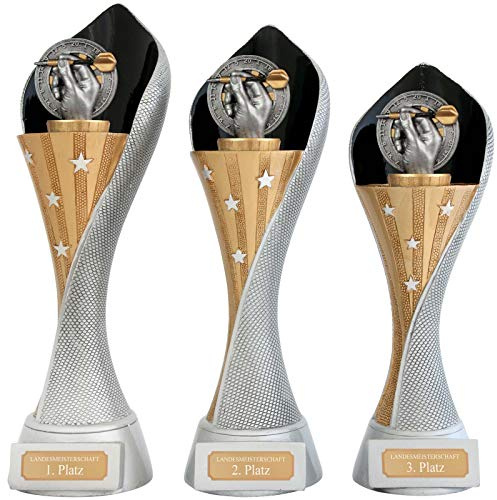 pokalspezialist Pokal Dart Darts Serie AUXON Trophäe 3 Größen mit Gravur