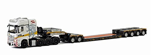 FloZ WSI pour Benz Actros MP4 SLT GIGA 8x4 Space Lowload 4 essieux Dolly Remorque 1/50 moulé sous pression