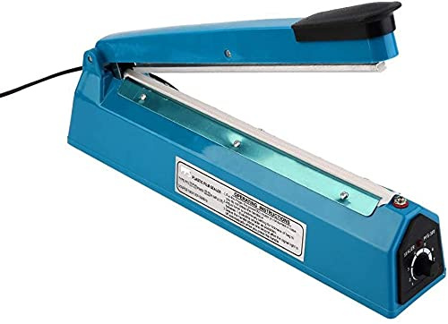 electromax 200mm Impulse Heat Sealer Food Bag, Manual Fast Sealing, For PP And PE Plastic Bag Sealing Machine 8inch, including 1 Set of Electric Heating element Wire High Temperature Cloth.ABS Body