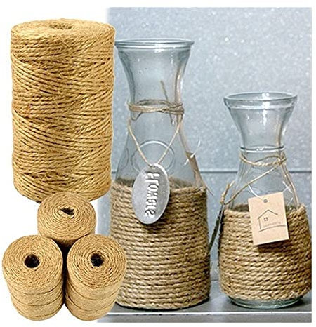 Corda di spago di iuta naturale, spago di iuta 100 m sisal naturale 2 mm etichette rustiche avvolgere la decorazione di nozze artigianato corda intrecciata corda di corda eventi forniture for feste