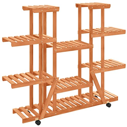 vidaXL Portafiori con Ruote 110x25x115 cm in Legno Massello di Abete
