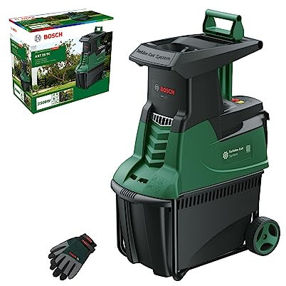 Bosch Turbine Shredder AXT 25 TC (2500 W; Suitable for Wood and Tough Garden Debris; with Gardening Gloves Included; Integrated Collection Box 53L; in Carton Packaging) – Amazon Edition