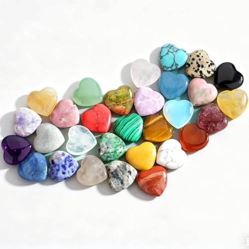 XIANNVXI 30 Stück Kristalle Herz Edelsteine Deko Steine Herzen Liebe | Kristall Herzen Deko Glückssteine Herzsteine Valentinstag Dankeschön Gastgeschenke Hochzeit Mini Geschenke Bunt Steine