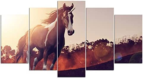 Leinwand Bilder Leinwandbilder Pferde-Einhorn-Landschaft Rahmenlos 200 X 100 Cm Hd Poster 5 Teilig Wohnzimmer Wandbilder Gemälde Wohndekorationen Wanddekoration Geschenk Schlafzimmerbürohotelwandkuns