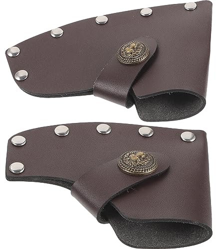 Yardwe 2pcs Leather Cover Case for Outdoor Camping and Hiking for Easy to Carry Random Suitable for Hunting and Barbecue