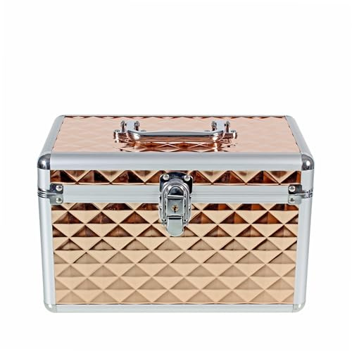 Aluminium Hard Make Up Travel Storage Box Cosmetic Beauty Vanity Case Organiser (Rose Gold)
