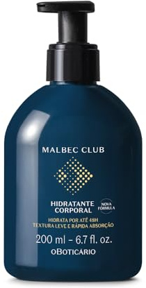 O Boticário | Malbec Club | Hidratante Corporal Hombre | 200 ml | Crema Corporal Hombre | Malbec Club | Hidratación hasta 48h | Textura ligera y perfumada | 100% Vegano