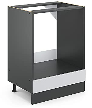 Vicco Herdumbauschrank R-Line, Weiß Hochglanz/Anthrazit, 60 cm, AP Anthrazit