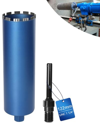 1 ¼'' Diamantbohrkrone Ø122mm mit SDS-MAX, Kernbohrer f. Beton Granit | L 460mm, mit 10mm Turbo, Dosensenker Nass-/Trocken Bohrkrone für Kernbohrgeräte Lasergeschweißte zum Marmor Stein Mauerwerk