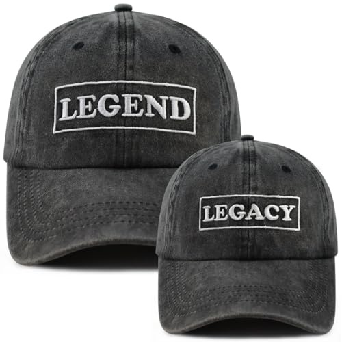 Baseballkappe Legend und Legacy für Papa und Sohn, verstellbare Baumwoll-Leder-Patch, Eltern-Kind-Mütze, 2 Stück