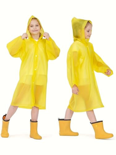 Boolavard 2er-Pack Regenponchos für Jungen und Mädchen, leicht, tragbar, mit Kapuze, Wiederverwendbar, Wasserdicht