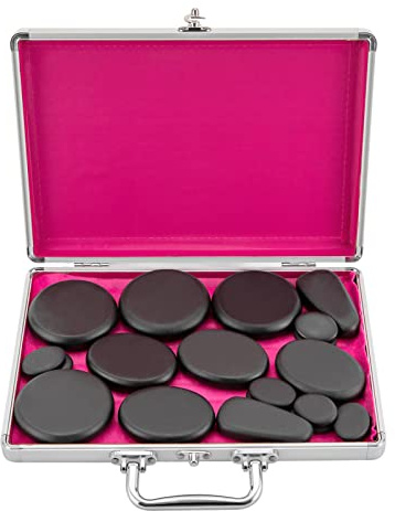 vinnyooc Hot Stone - Set di 18 pietre massaggianti, con kit di riscaldamento, temperatura 140 – 158 ℉, massaggiatore per trattamenti termali
