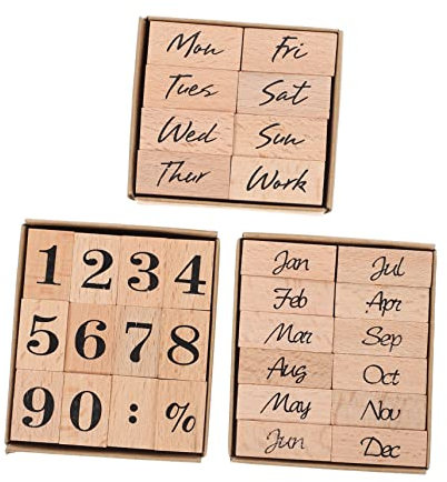 SEWOART 32stücke Holzstempel Mit Zahlen Wochen Und Monaten Für Basteln Und Scrapbooking Robust Und Langlebig Für Wiederholten Gebrauch