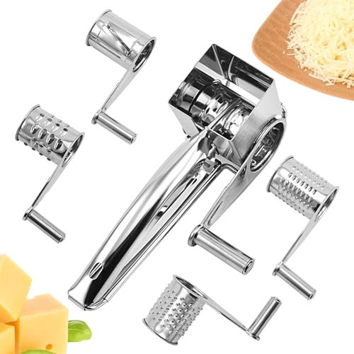 Rallador de queso giratorio con mango |. Rallador de queso giratorio para cocina, picadora de alimentos para verduras, nueces, chocolate. Rallador de queso giratorio, rallador de queso, rallador de