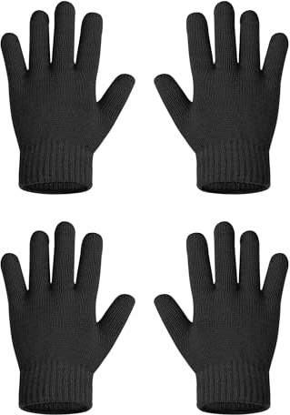 MELLIEX 2 Pares Guantes de Punto Mágico para Niños, Elásticos Guantes Dedos Completos Cálidos de Invierno Mitones para Niños y Niñas de 3-8 Años