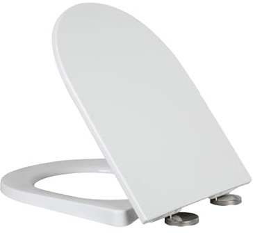 LOORMEI Toilet Seat with Soft Close, 360 Degree Adjustable Hinge for Easy Cleaning, Standard D-Shape Loo Seat Top Fixing, Waterproof, Moisture-Proof and Antibacterial, Easy to Clean and Hygienic