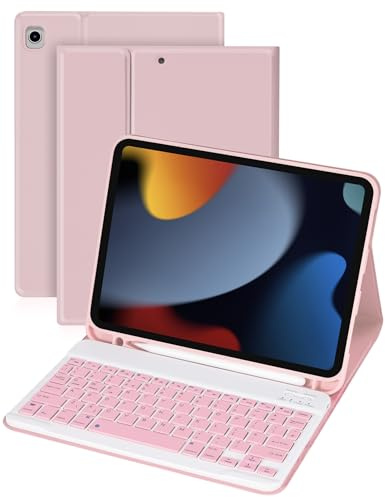 Nsyee Bluetooth Keyboard Case for iPad 9th/8th/7th, Air 3&Pro 10.5 | UK Layout Detachable Keyboard Folio Cover with Pen Slot for 10.2 iPad 9th/8th/7th, Air 3 2019, 10.5 Pro 2017, Slim&Portable