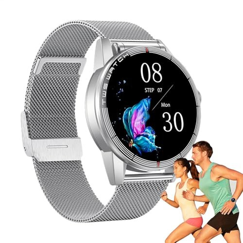 Pzuryhg Montre intelligente de fitness avec écouteurs, montre de sport, écouteurs sans fil intégrés, montre intelligente de course à pied, montre intelligente multifonction pour le cyclisme, la