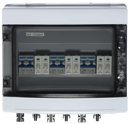 3 Saiten Solar PV Combiner Box Überspannungsschutz Blitzschutz DC Trennschalter PV Anlage (3 in 3 Out) Combiner Box Leistungsschalter für Solarmodule, Solartrennschalter