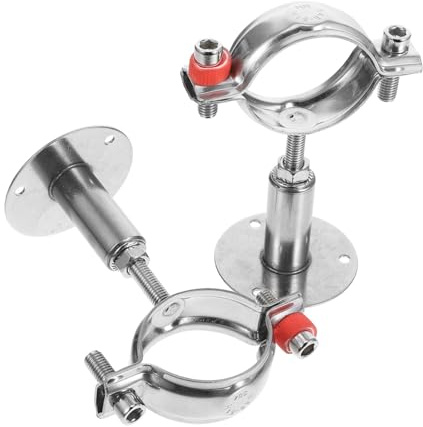 LAPYAPPE 2pcs Stainless Steel Pipe Clamp Wall Ceiling Mount Bracket Diameter Pipe Support Tube Holder Adjustable Fixture