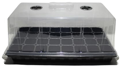 J&P design XXL Zimmergewächshaus, 54cm Anzuchthaus, Treibhaus, Anzuchtschale mit Deckel, Anzuchtkasten, Pflanzkasten mit Anzuchttöpfen für 32 Pflanzen, Anzuchtset
