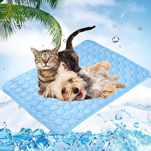 AOOGON Kühlmatte für Hunde Katzen, Selbstkühlende Hundematte, Haustier Waschbar Kühldecke für Matte, Drinnen, Draußen und Auto (Blue)