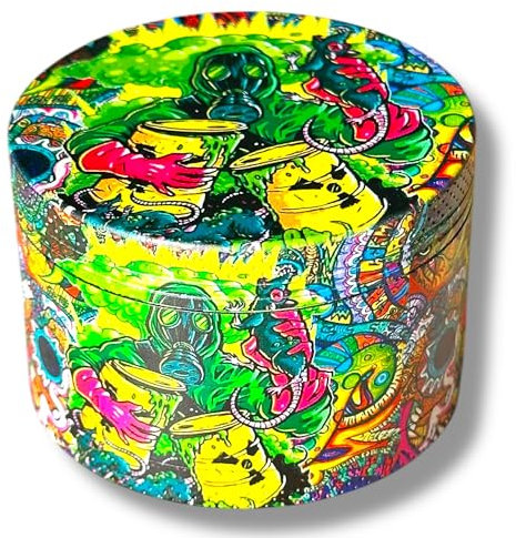 Metal Grinder- 40 mm, 50mm, 63mm Zinc Alloy-4 Layer Tobacco and Herb Shredder with Pollen Catcher and Scraper (Toxic, 63mm)