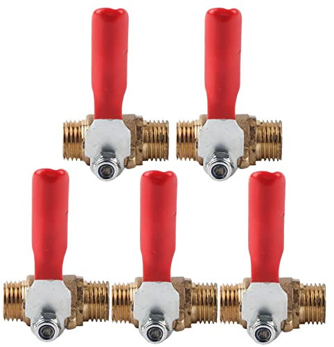 Air Compressor Shut Off Valve, Ball Valve Brass Valve 5 Pcs Ball Valve Double Male Thread G1/4 Air Compressor Accessory