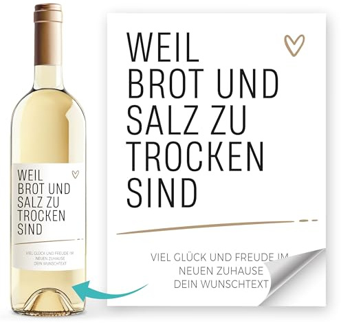SpecialMe® Weinetiketten personalisiert Flaschenetiketten selbstklebend Wein Geschenk Einzug Einweihungsgeschenk Haus Weiss unisize