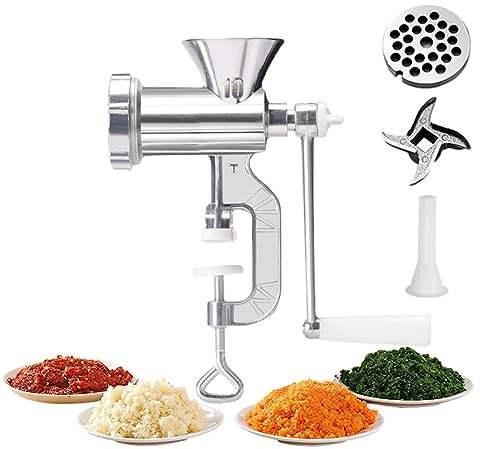 Generico Mulino per macinazione, tritacarne Manuale, tritacarne in Lega di Alluminio, tritacarne per Uso Domestico, efficiente tritacarne a manovella e insaccatrice per Salsicce da Cucina
