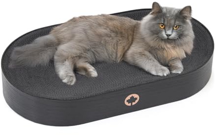 CanadianCat Company | Kratzpappe Apollo - Katzenbett aus Wellpappe in schwarz - Black Edition | ca. 63 x 35 x 10 cm
