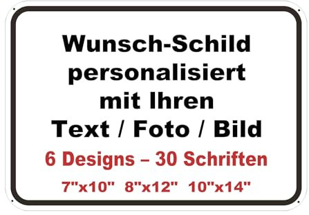 Schilder - Personalisiertes Aluminiumschild – Wunschtext, Foto & Logo – Ideal für Garage, Hotel, Schule, Parkplatz, Carport, Firma, Garten & Wohnadresse (Farbe1)