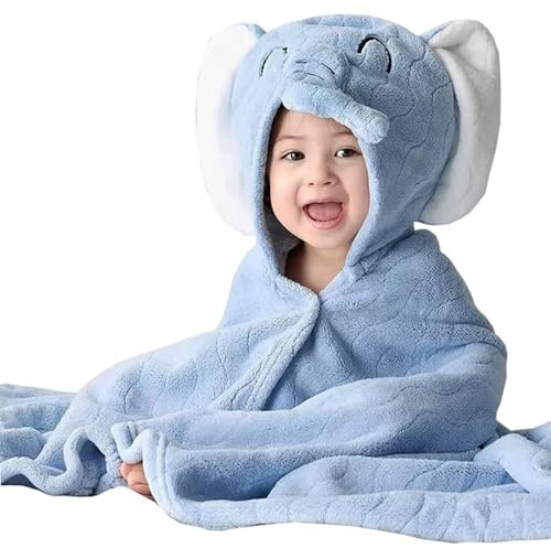 Fayscingo Baby Kapuze Badetuch für Kinder Kleinkind Weiches Korallenflies Absorbierende Swaddle Decke Schwimmbad Poncho Handtuch, 120x80CM