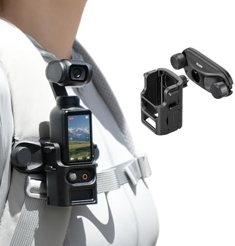 TELESIN Rucksackhalterung für DJI Osmo Pocket 3, Schnellverschluss Halterung mit Doppelverriegelung, Anti-Rutsch-Silikon-Pad, Kratzfest, Passt auf die meisten Rucksackgurte, Pocket 3 POV-Zubehör