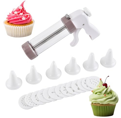Cookie Press | Cakes Decorating Maker | Multifunctional Cookie Press with 13 Discs and 6 Piping Tips for Home Dessert Christmas