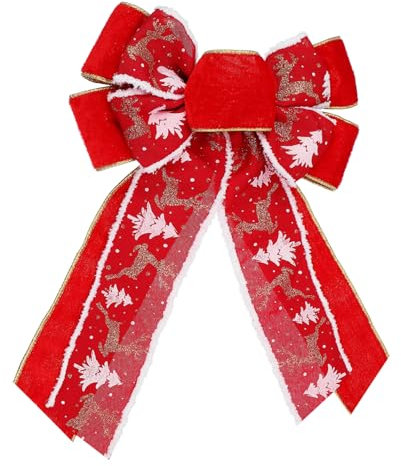 TOYANDONA Samtschleifen für Weihnachtsbaum Rote Schleifen Christbaumspitze Dekorative Stoffschleifen Weihnachtsbaumschmuck Christbaumkranzschleifen Große Christbaumschleifen